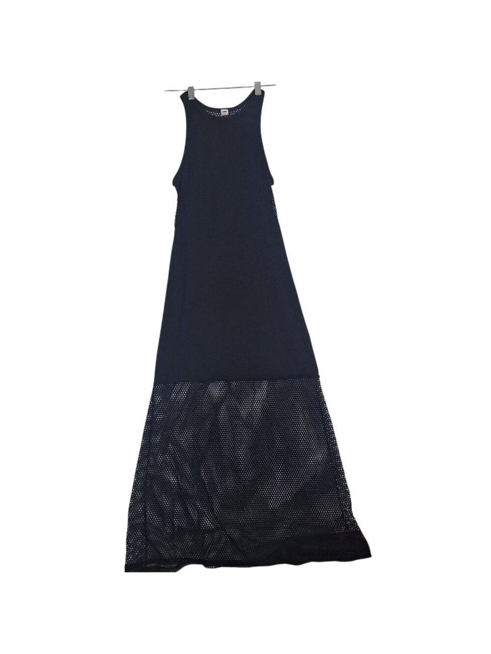 Black Sleeveless Net Ribbed Maxi Dress size M/L
